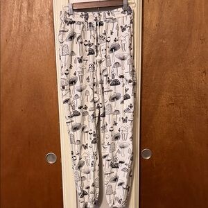 Black and White Mushroom Print Joggers